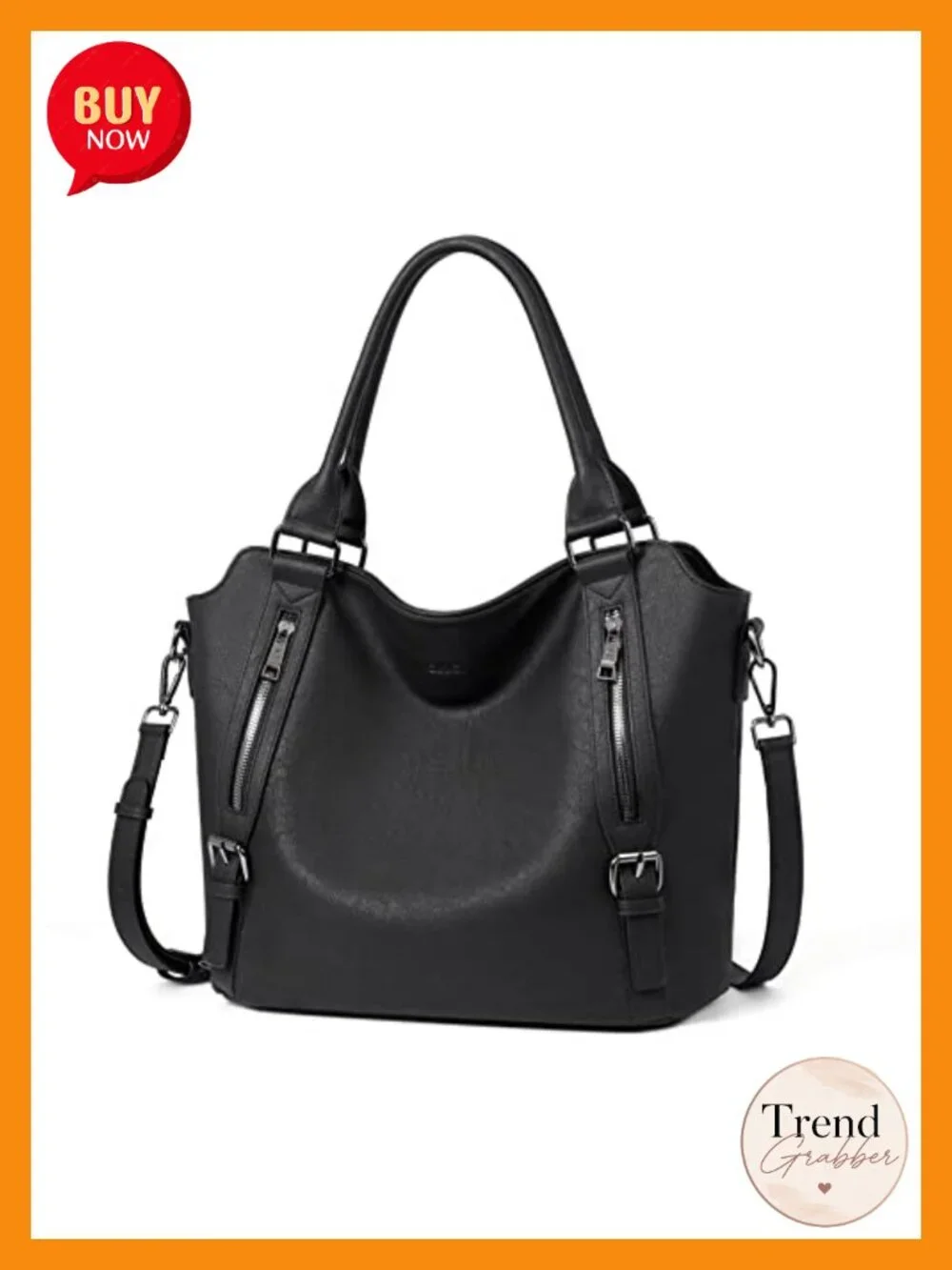 Large Hobo Bag with Multiple Pockets, Faux Leather Shoulder Bag with Adjustable